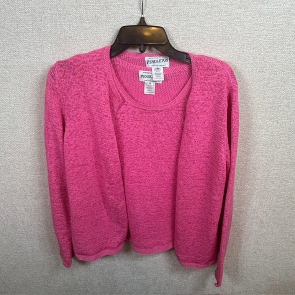 Pendleton Vintage Women's 2-Piece Set Pink Cardigan & Tank Chunky Knit Set MD